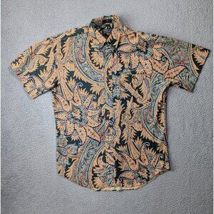 Vintage Style Chaps Ralph Lauren Shirt Medium Paisley Floral Retro Y2K Button